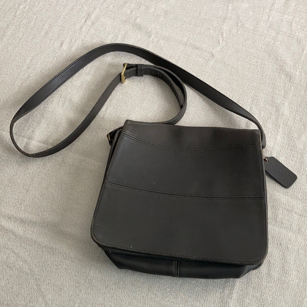 Vintage Coach Messenger Tribeca Stitch Flap Bag Gray